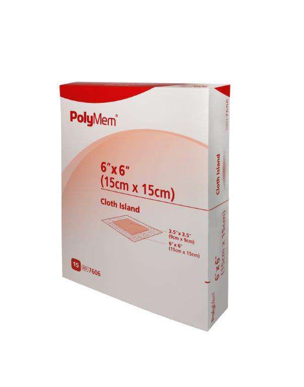 PolyMem Wundpad mit Fixiervlies (adhesive)